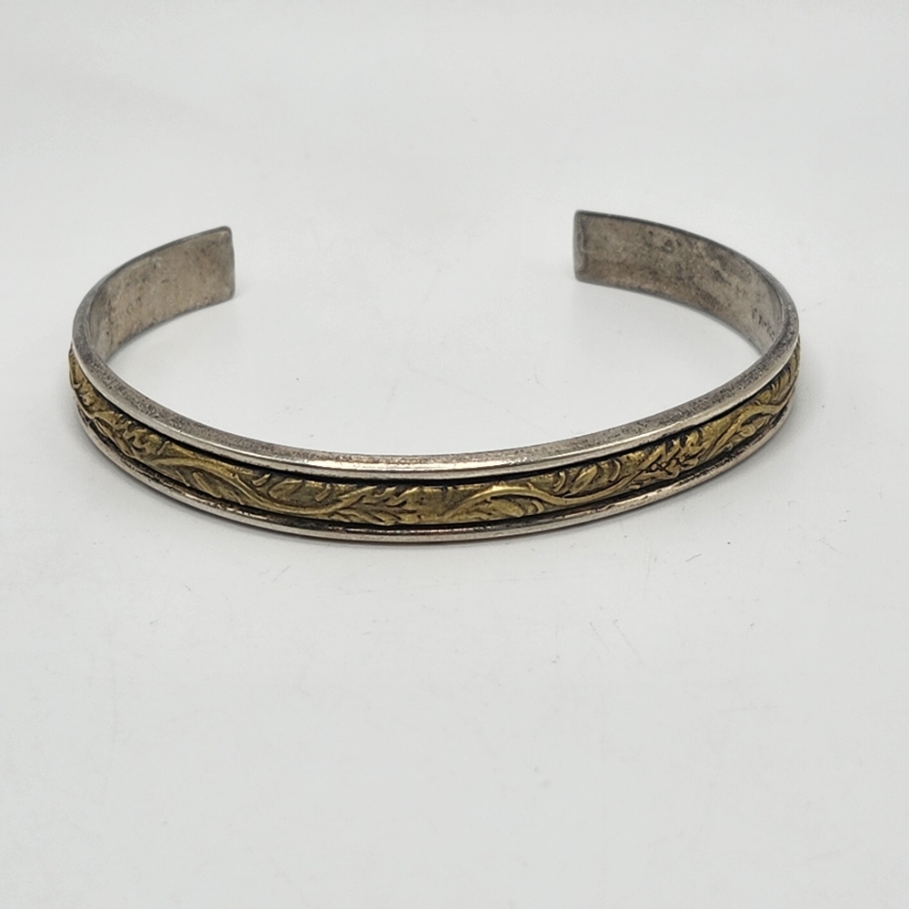 MEXICO Sterling Silver Brass Cuff Bracelet. Made In USA Sourced TAXCO